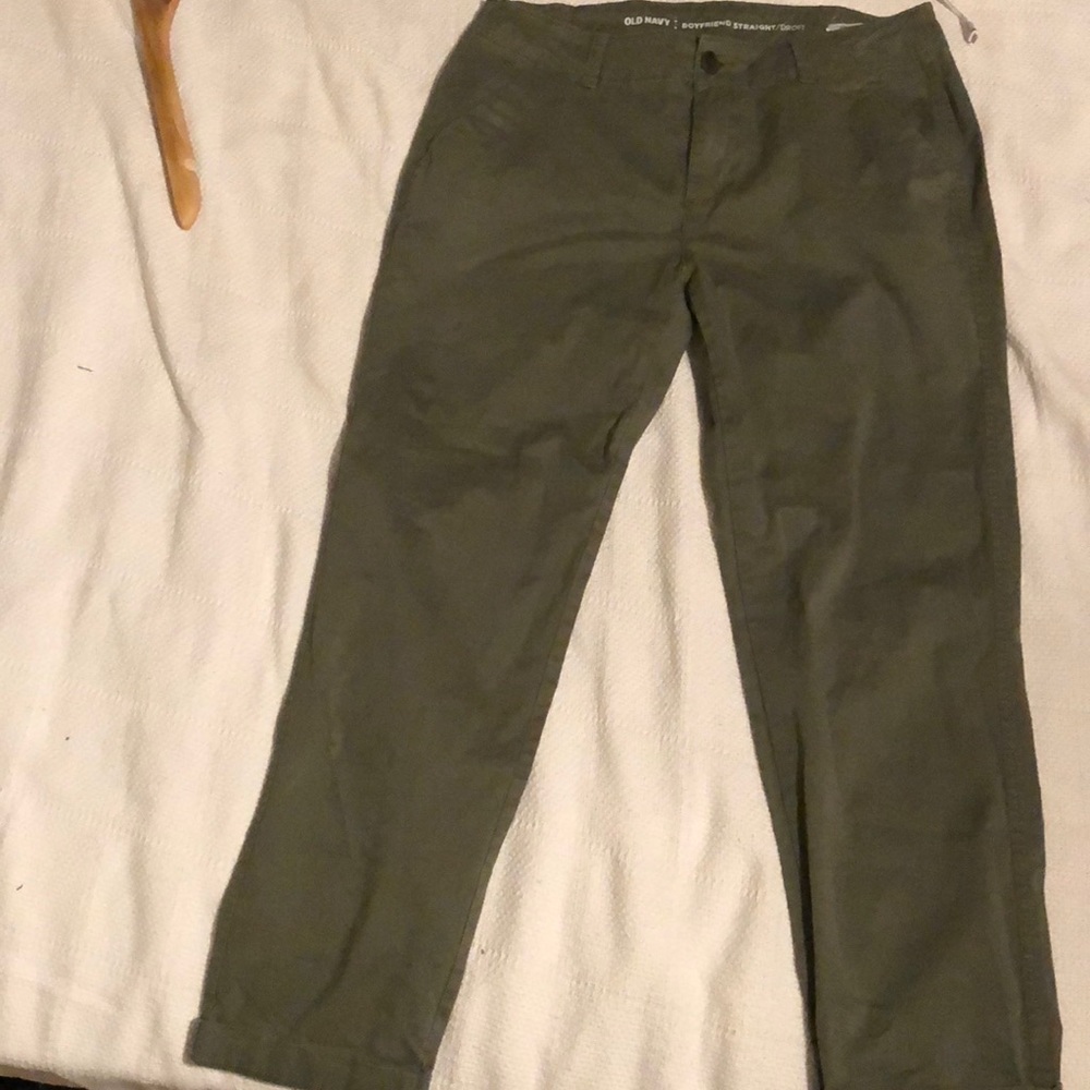 Green old navy boyfriend straight trousers